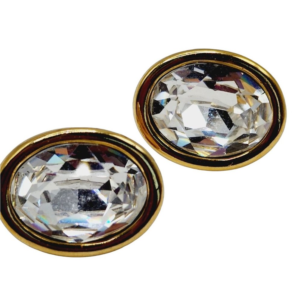 Vintage Signed Napier Faceted Glass Earrings (A1244)